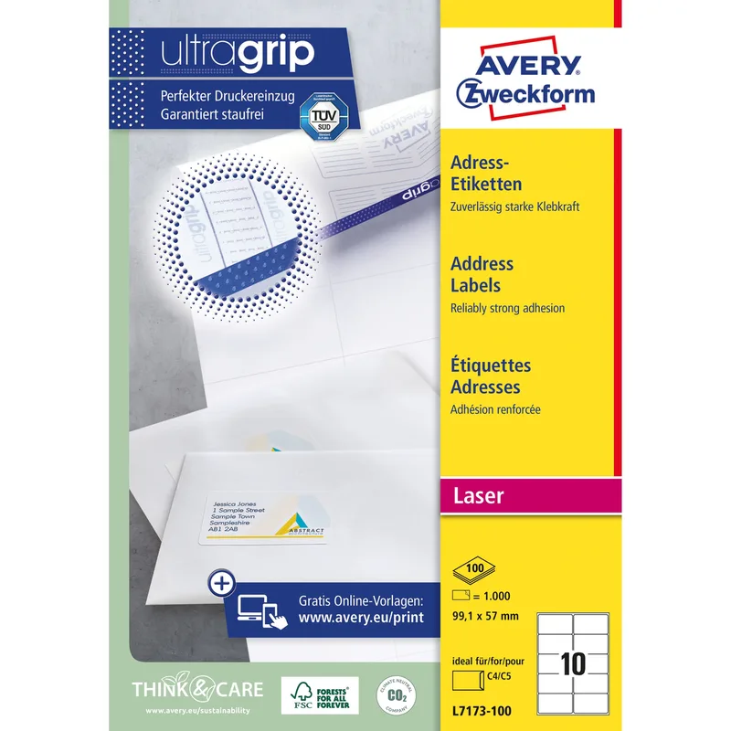 Etiket avery l7173 99.1x57mm wit 1000st by Avery – product photo