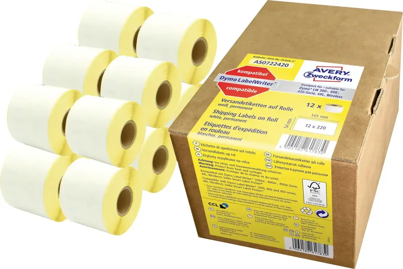 Etiketten 101 x 54 mm Papier Weiß 1 St. Permanent haftend AS0722420 Adress-Etiketten by Avery – product photo