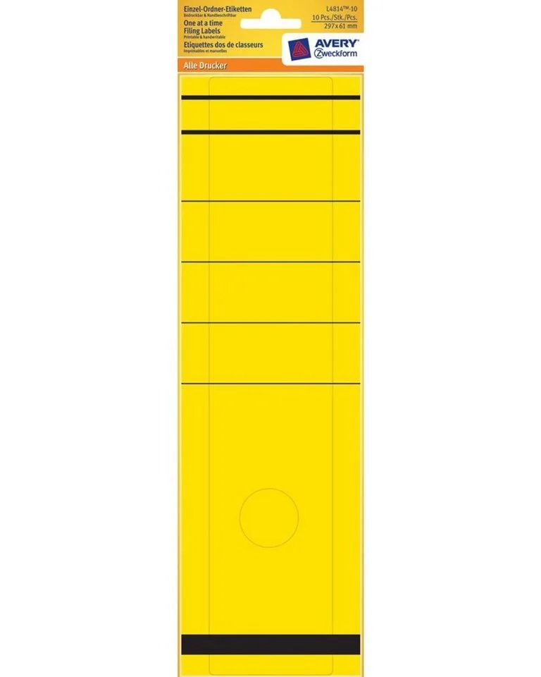Etiketten 10x Ordner-Etiketten A4 Breit Lang A4 Ordnerrücken Rückenschilder Ordner-Aufkleber by Avery in Yellow – product photo