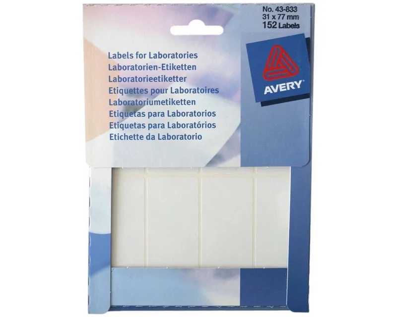 Etiketten 152x Universal Klebe-Etiketten 31x77mm, Aufkleber Labor Selbstklebend Ablösbar Blickdicht by Avery in White – product photo
