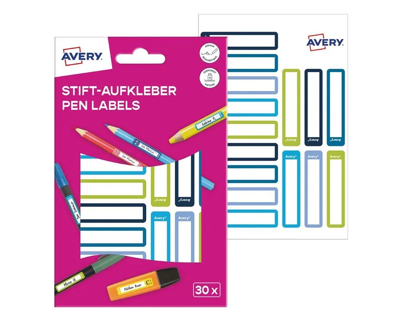 Etiketten, 30er Pack Stift-Aufkleber by Avery in Blue, Multicolour, Green – product photo