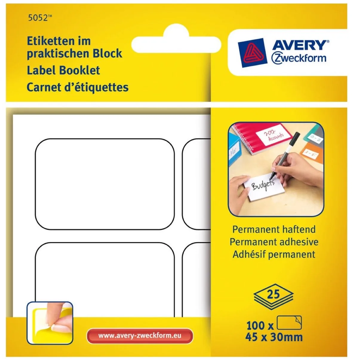 Etiketten in blok 45x30mm gekleurd permanent 100x stuks de Avery en Bleu – photo produit