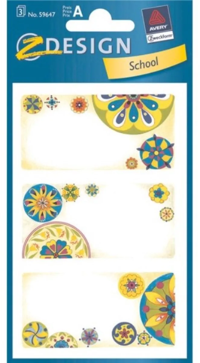 Huishoudelijke etiketten Mandala 9 stuks von Avery in Colorful – Produktfoto
