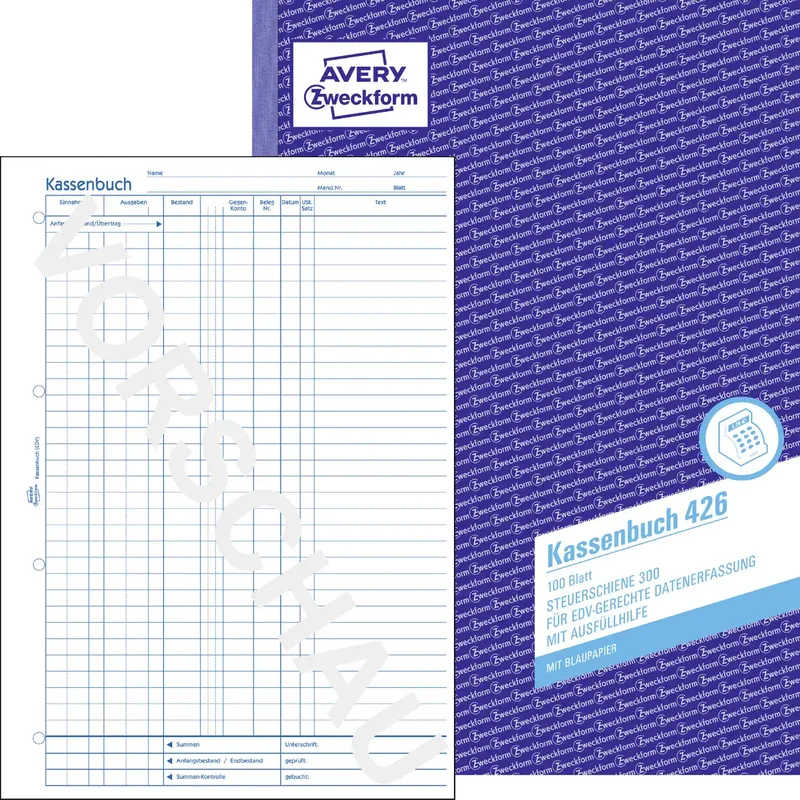 kasboek voor boekhoudpakketten/426 DIN A4 staand 100 vel (Duitstalig) by Avery in White – product photo
