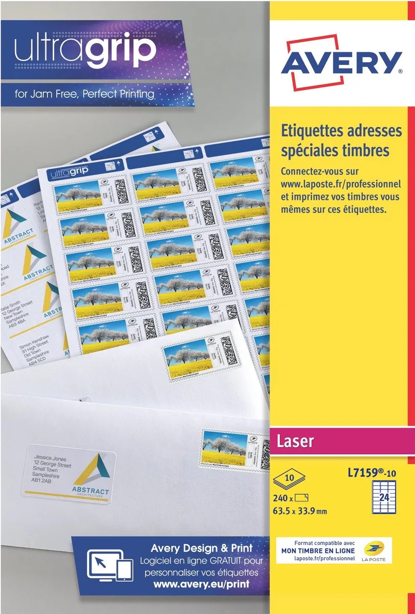 L7159-10 adreslabels Zelfklevend label fra Avery i Hvid – produktbillede