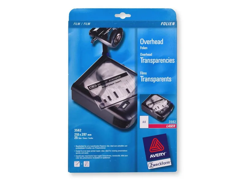 Laser-Druckerpapier 3562 Overhead-Projektor-Folie DIN A4 Laserdrucker by Avery – product photo
