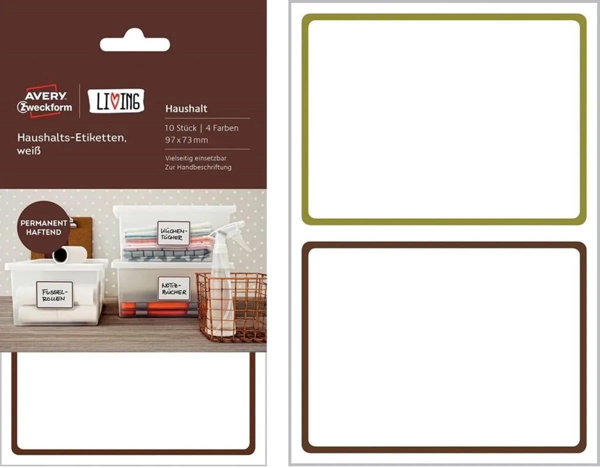 LIVING Haushalts-Etiketten, 97 x 73 mm de Avery en Blanc – photo produit