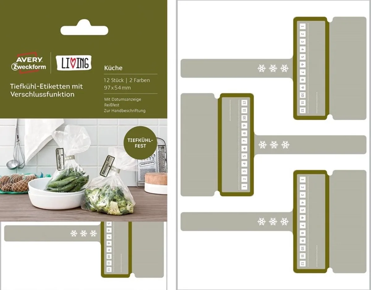 LIVING Tiefkühl-Etiketten mit Verschluss de Avery en Blanc – photo produit