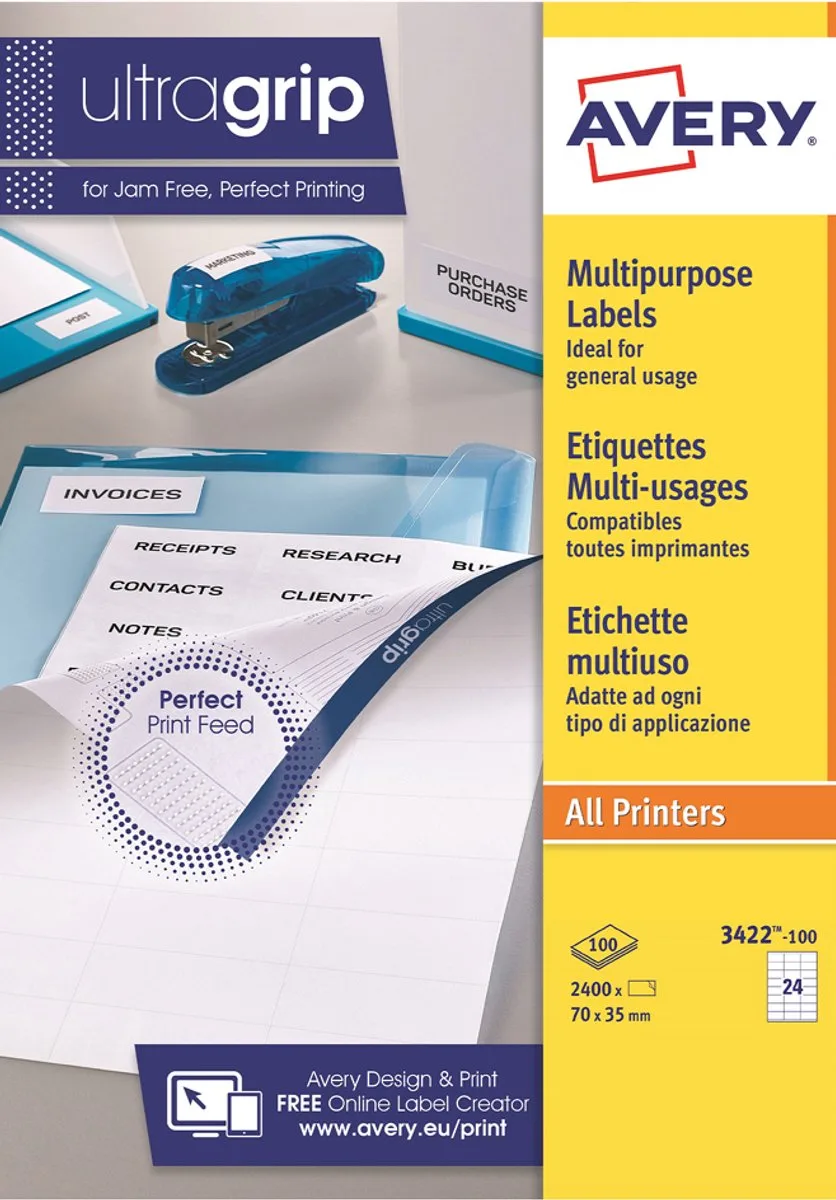 Multi-functionele etiketten, 70 x 35 mm by Avery in White – product photo