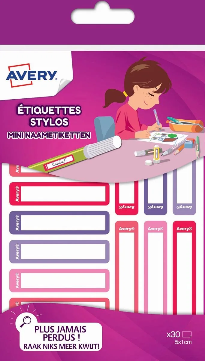 Naam etiket mini Avery 30stuks assorti Family by Avery in Red – product photo