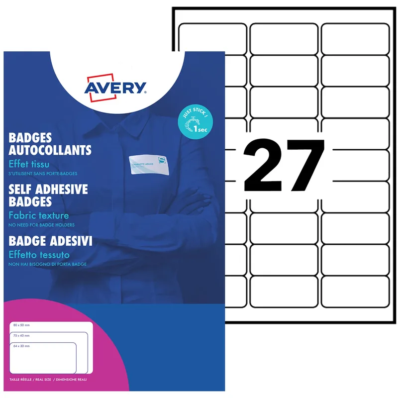 Naambadge etiket avery l4784-20 63.5x29.6mm 540st | 5 stuks van Avery – productfoto