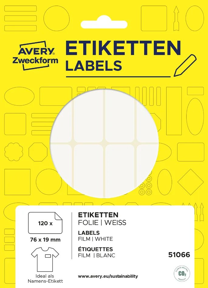 Namens-Etiketten, 76 x 19 mm, ablösbar, weiß de Avery – photo produit