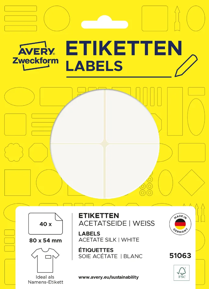 Namens-Etiketten, 76 x 19 mm, ablösbar, weiß de Avery – photo produit