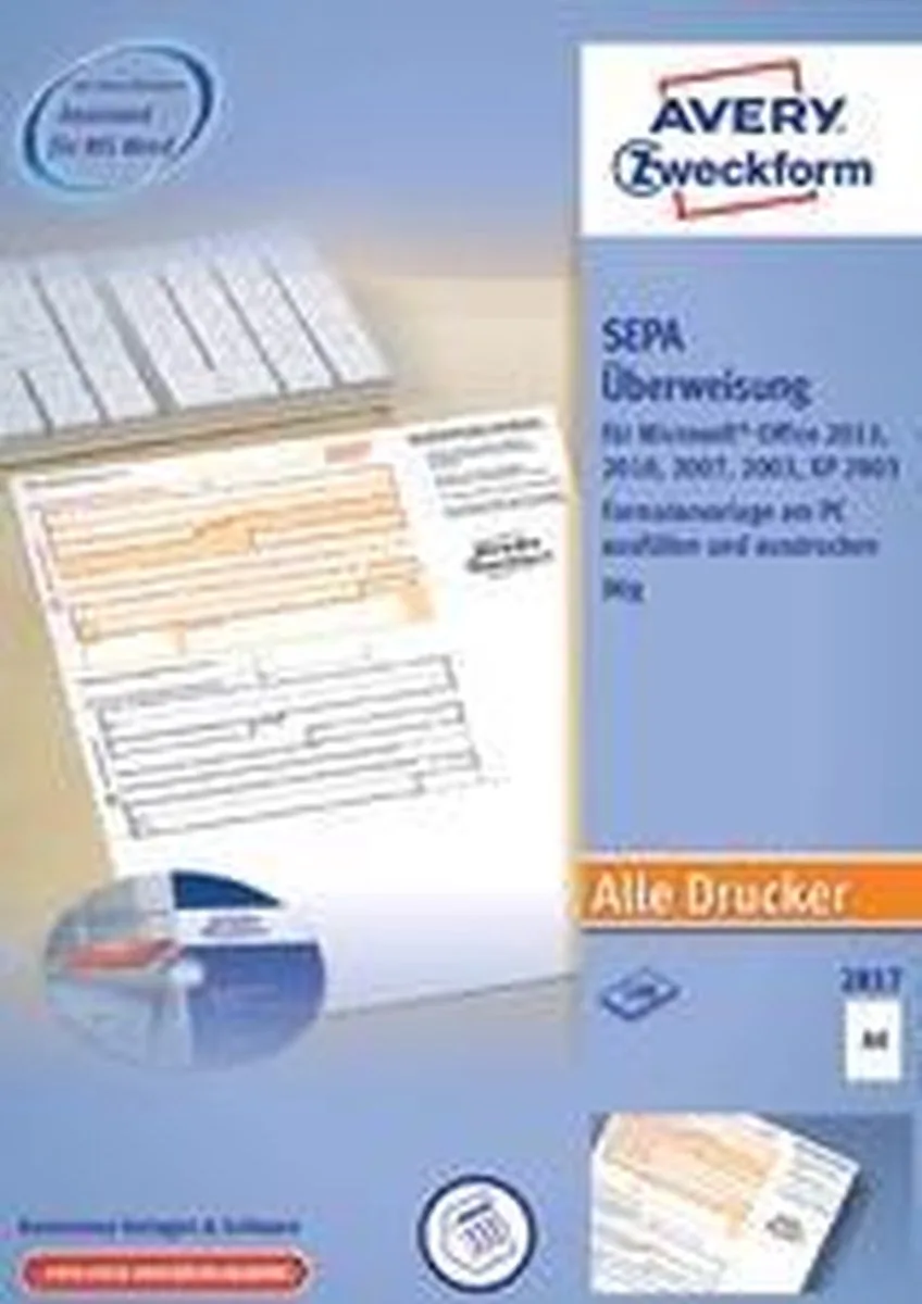 Papier - entfernbarer Klebstoff - mikro-perforiert - weiß - A4 (210 x 297 mm) - 90 g/m² - 200 Blatt D van Avery in Zwart – productfoto