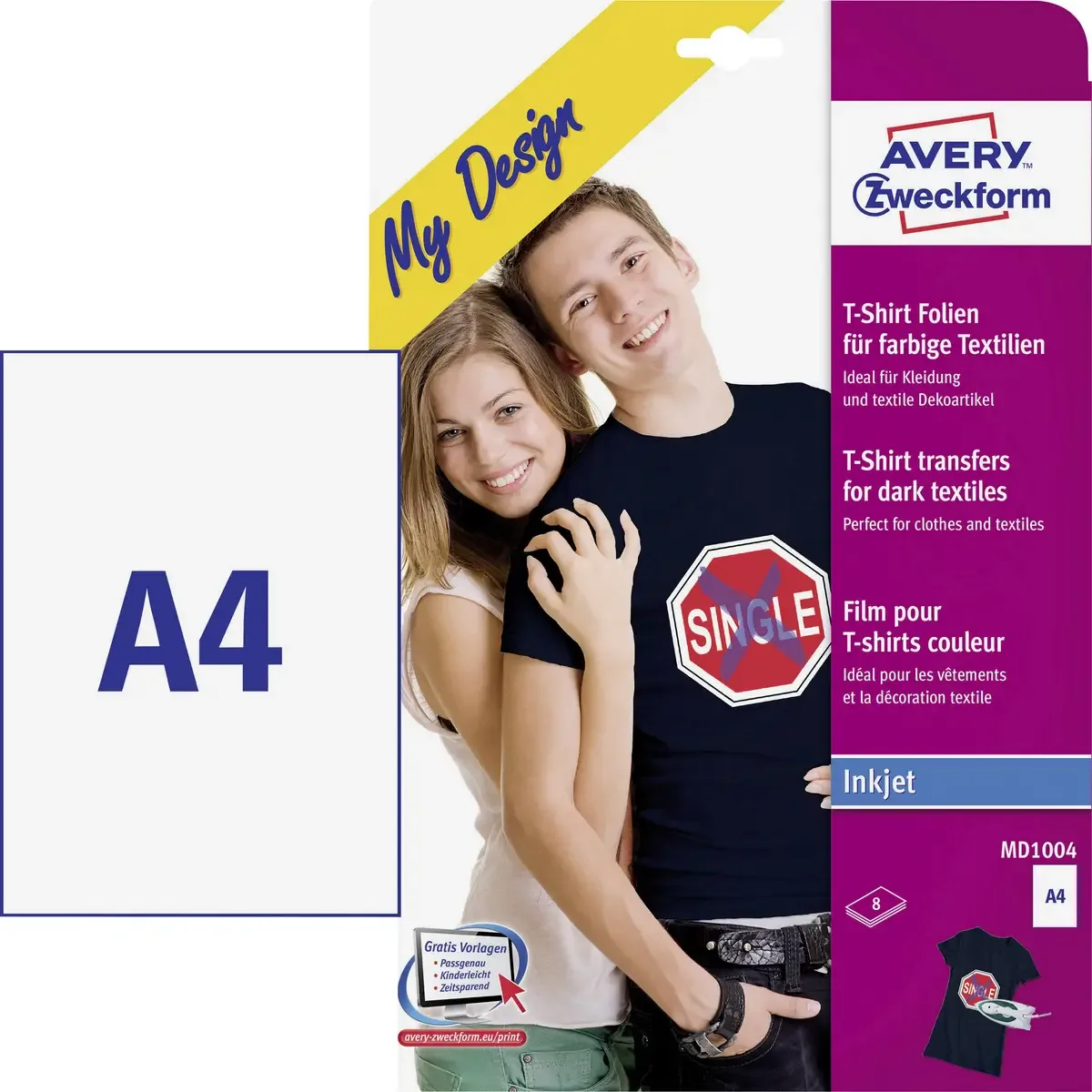 Zweckform My Design T-Shirt Transfer-Folie, DIN A4 van Avery in Wit – productfoto