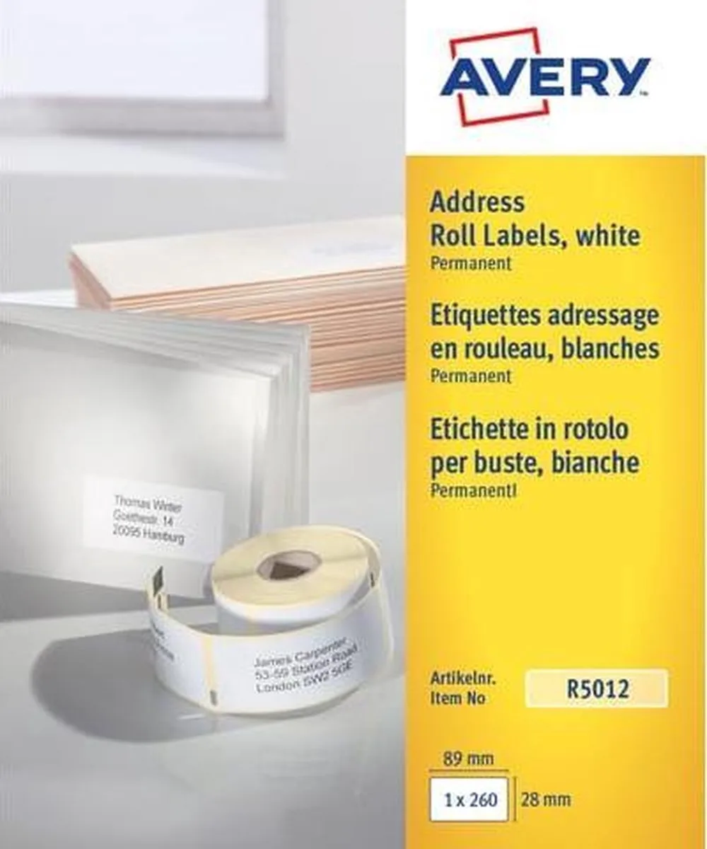Personal Label Printer roll labels - R5012 by Avery in White – product photo