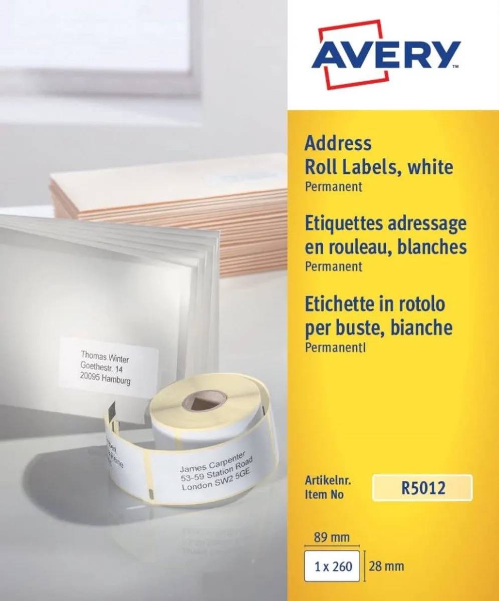 Personal Label Printer roll labels - R5014 de Avery en Blanc – photo produit