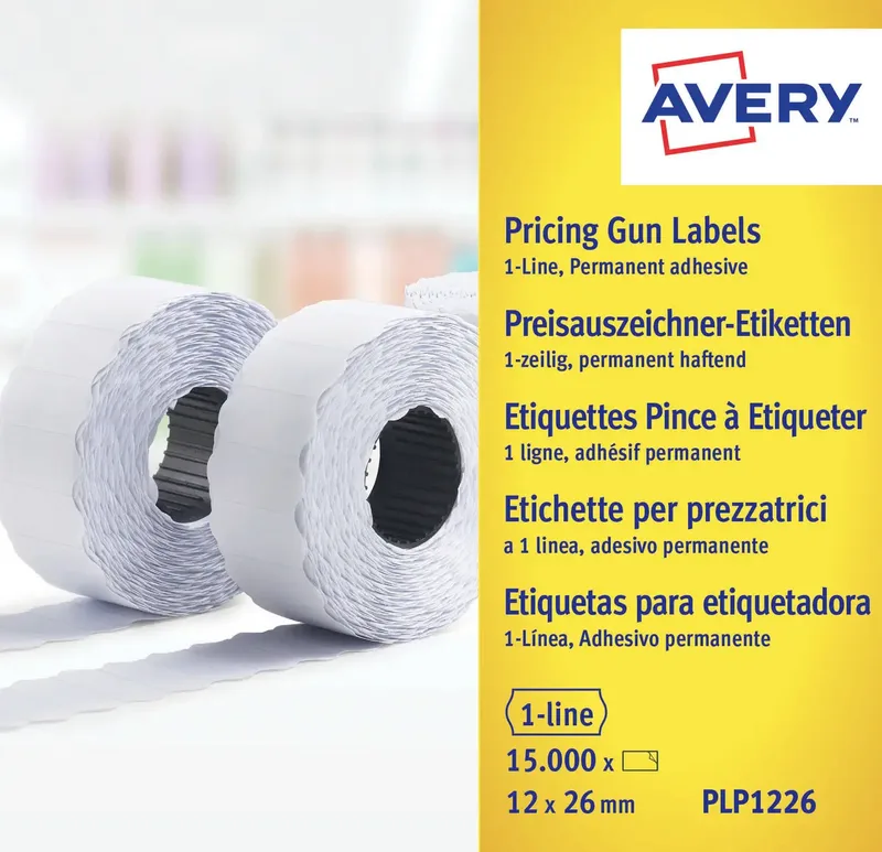 Preis-Etiketten PLP1226 Permanent haftend Etiketten-Breite: 26 mm Etiketten-Höhe: 12 mm Weiß 15000 St. von Avery – Produktfoto