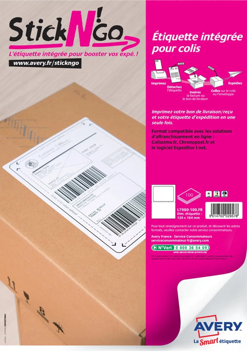 Stick'NGo geïntegreerd etiket, 120 x 164 mm von Avery in Weiß – Produktfoto