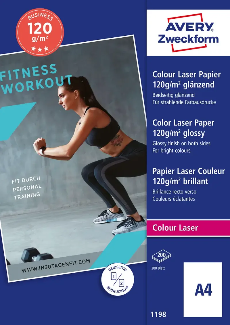 Superior Laser Paper 1198 Laser Druckerpapier DIN A4 120 g/m² 200 Blatt Weiß by Avery – product photo