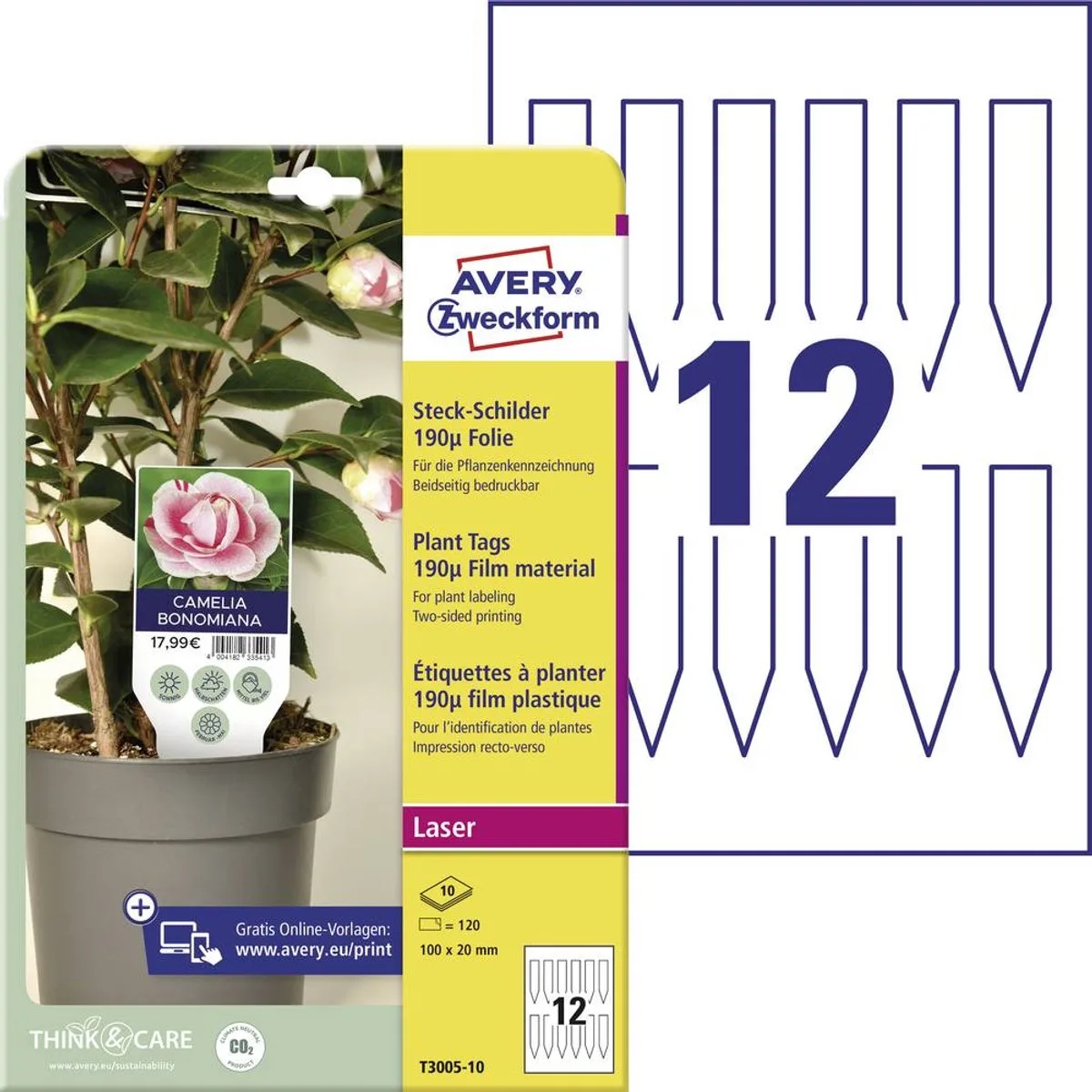 T3005-10 Insteekbare labels 100 x 20 mm Polyester 120 stuk(s) Niet hechtend Laser (kleur), Laser (z von Avery in Weiß – Produktfoto