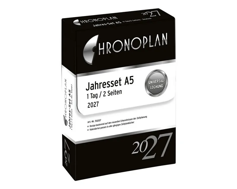 Terminplaner Chronoplan Jahresset 2027, Kalendereinlage, 1 Tag = 2 Seiten de Avery en Blanc – photo produit