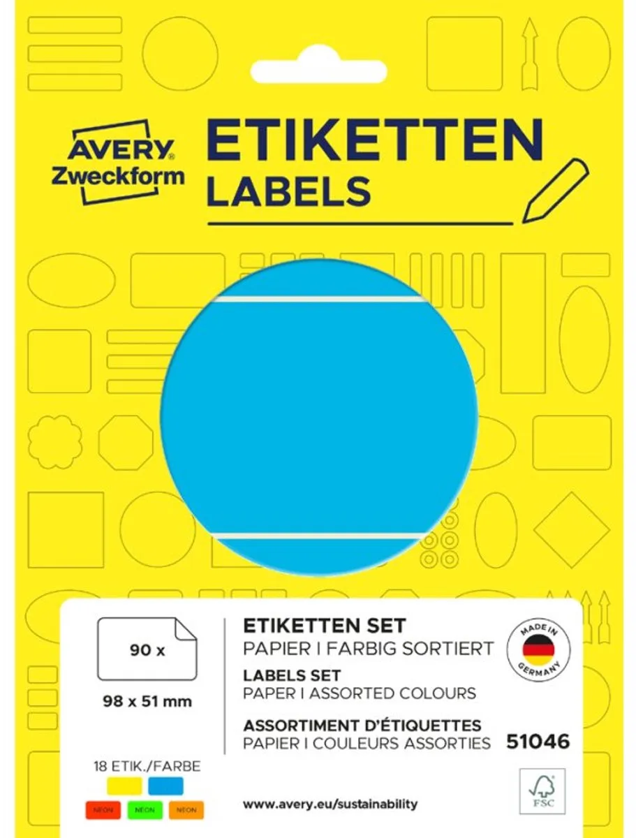 universele etiketten, gekleurd, 90 stuks de Avery – photo produit