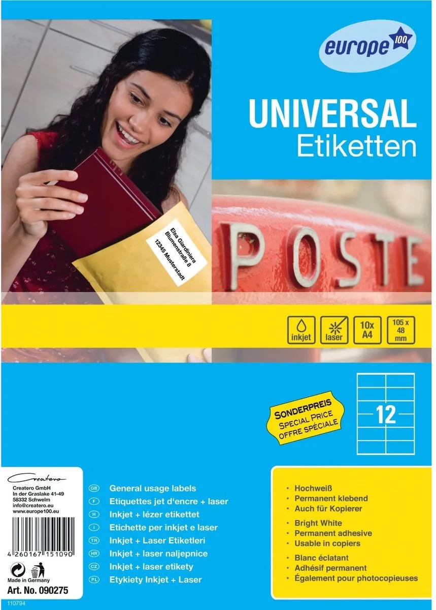 Universele etiketten ondoorzichtig 105x48mm 120 stuks von Avery in Weiß – Produktfoto