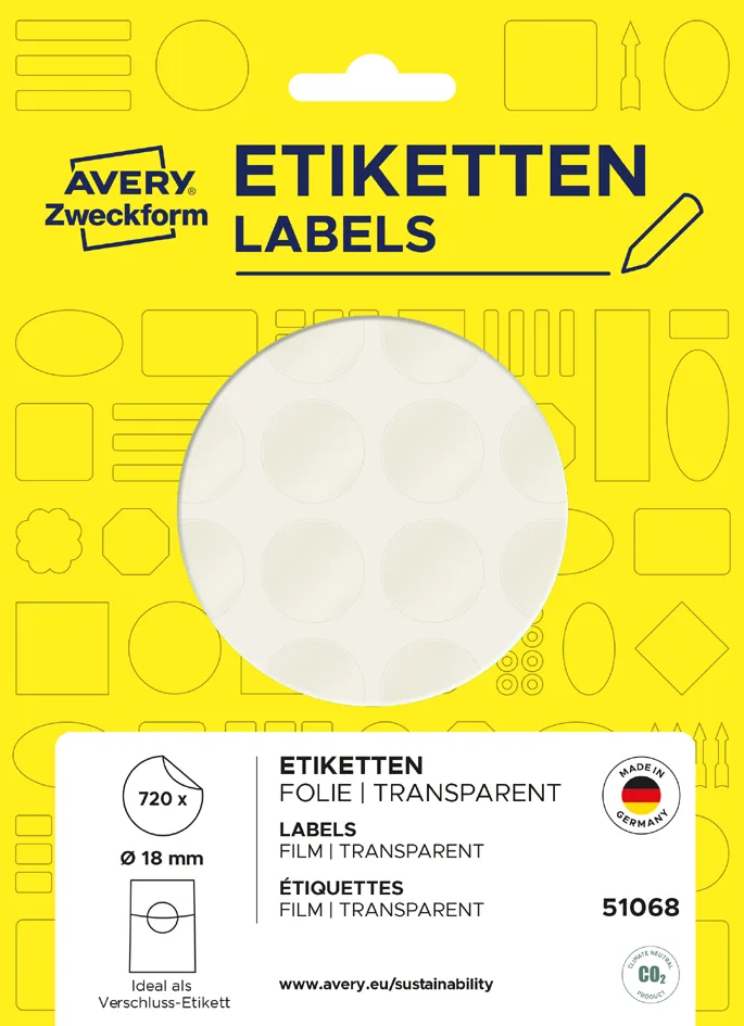 Verschluss-Etiketten, 18 mm, transparent by Avery – product photo