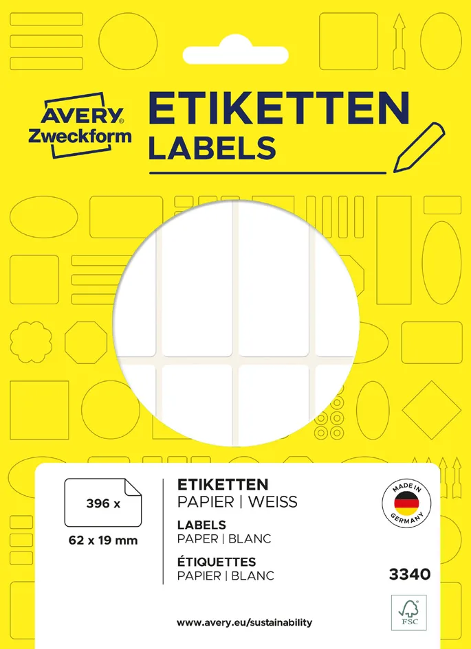 Vielzweck-Etiketten, 37 x 5 mm, weiß, FP från Avery – produktbild