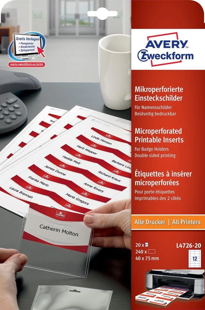 zelfklevende etiketten 40 x 75 mm de Avery en Blanc – photo produit