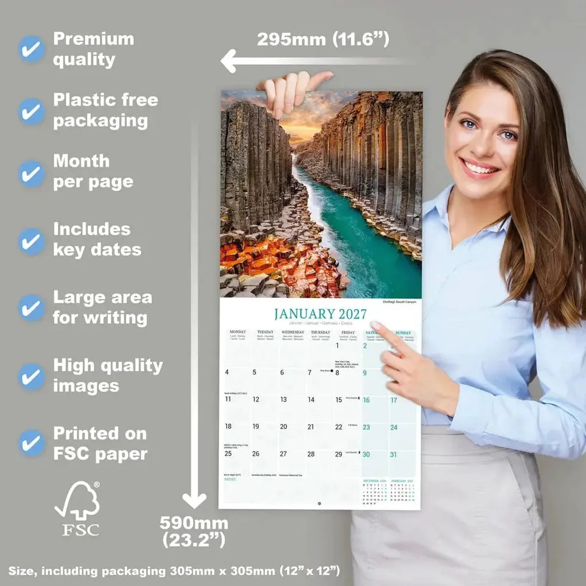 IJsland Kalender 2027 fra Avonside i Blå – produktbillede