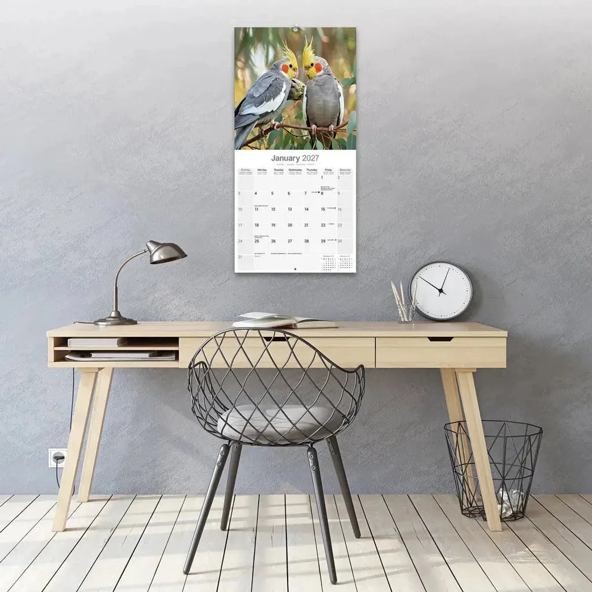 Valkparkieten Kalender 2027 fra Avonside i Grå – produktbillede