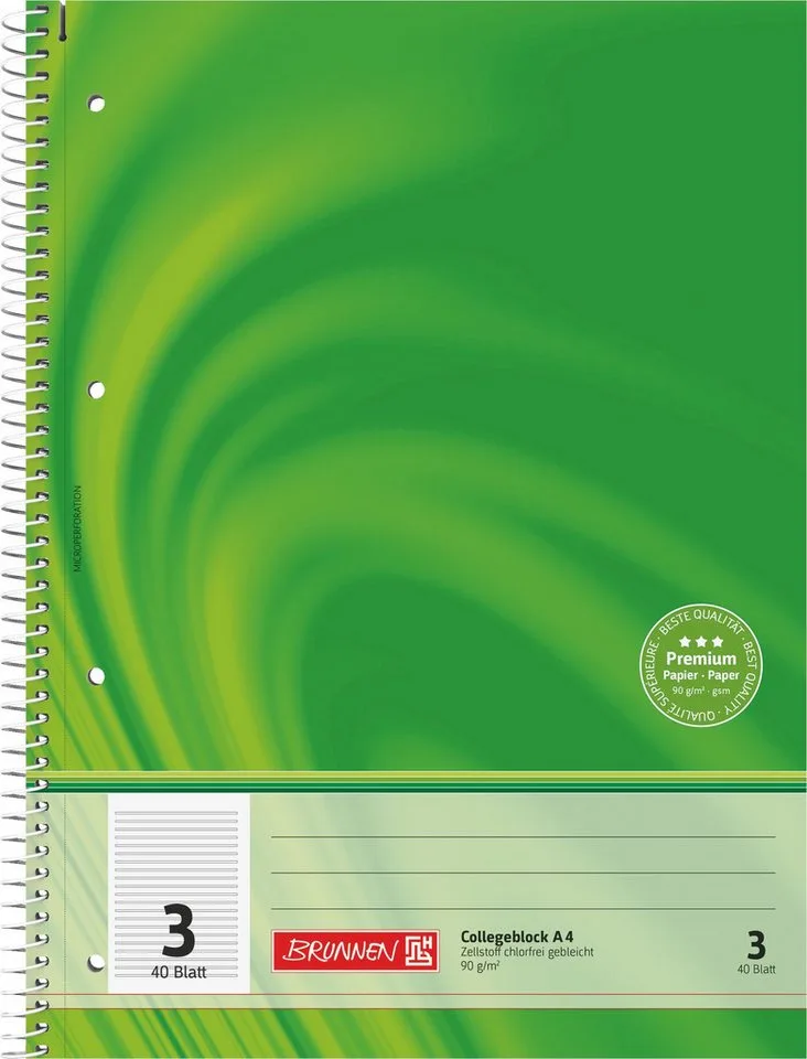 Collegeblock Collegeblock Premium A4 Lineatur 3 40 Blatt by Baier & Schneider in Green – product photo