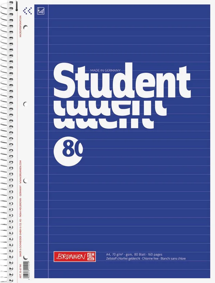 Collegeblock Collegeblock Student A4 liniert 80 Blatt by Baier & Schneider in Blue – product photo