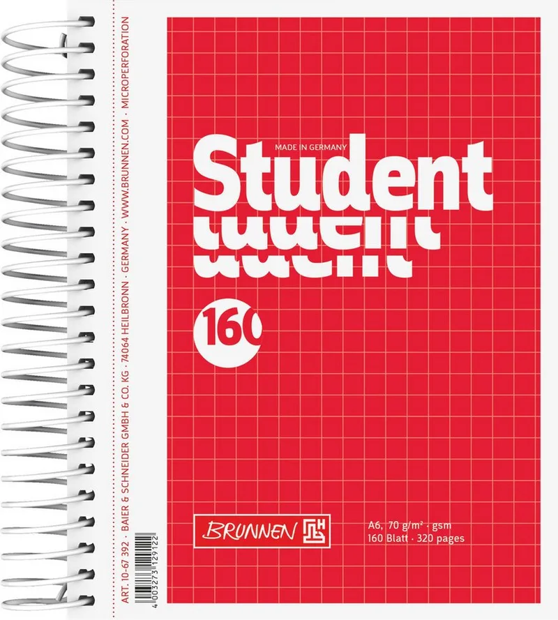Collegeblock Collegeblock Student kariert A6 by Baier & Schneider in Red – product photo