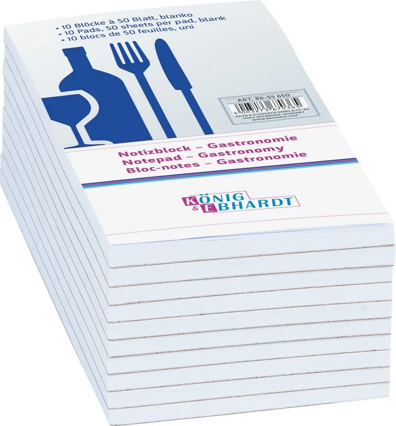 Notizblock Notizblöcke Gastronomie 75x140 mm 50 Blatt de Baier & Schneider en Blanc – photo produit