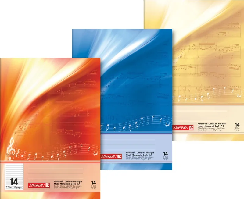 Schulheft Notenheft 12-linig Lineatur 14 8 Blatt A4, Drahtheftung de Baier & Schneider – photo produit