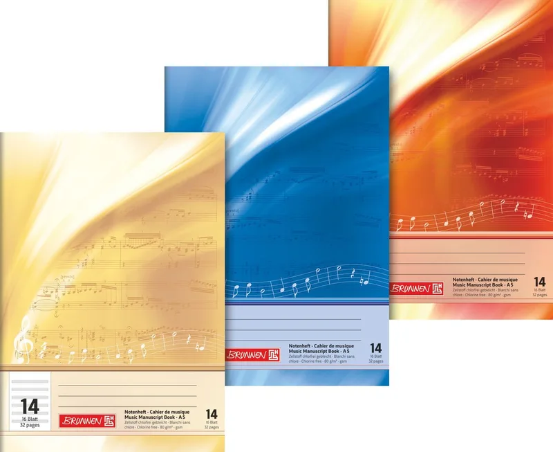 Schulheft Notenheft 6-linig Lineatur 14 DIN A5 16 Blatt sortiert de Baier & Schneider – photo produit