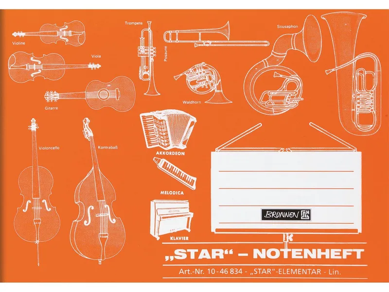 Schulheft Notenheft A5 quer 16 Seiten orange, Drahtheftung by Baier & Schneider – product photo