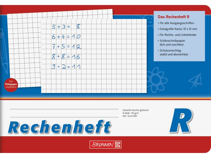 Schulheft Rechenheft A5 quer Lineatur R 16 Blatt abwischbar, extrastark by Baier & Schneider in Blue – product photo