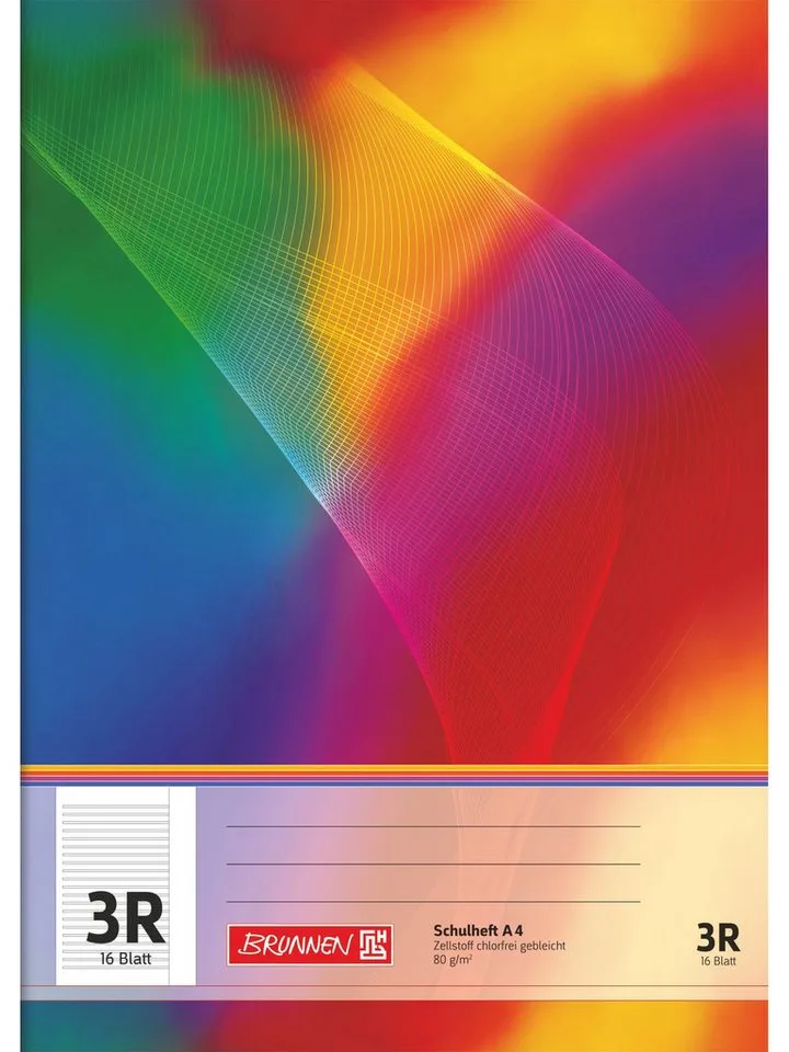 Schulheft Schulheft A4 Lineatur 3R 16 Blatt mehrfarbig, zwei Linien pro Zeile mit Rand de Baier & Schneider – photo produit