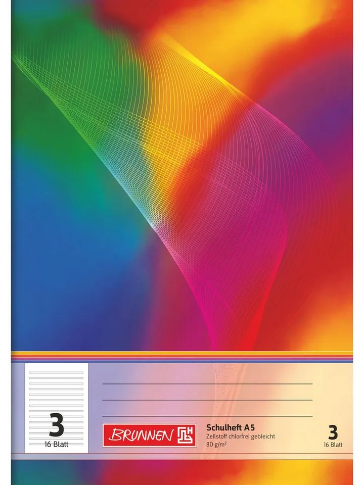 Schulheft Schulheft A5 Lineatur 3 16 Blatt mehrfarbig, Drahtheftung von Baier & Schneider – Produktfoto