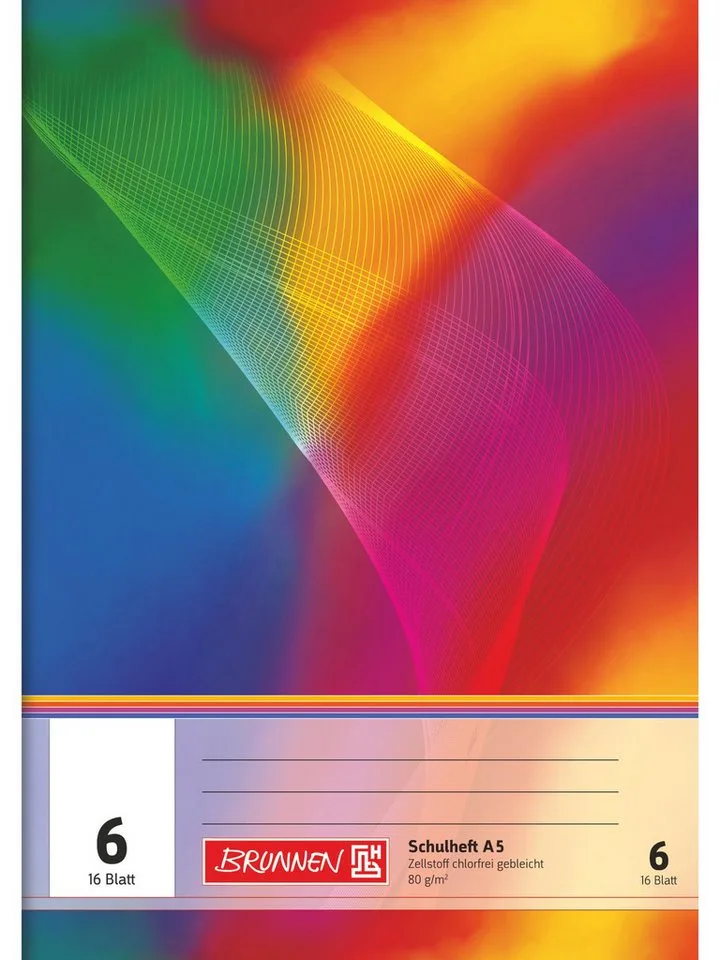 Schulheft Schulheft A5 Lineatur 6 16 Blatt mehrfarbig, Drahtheftung von Baier & Schneider – Produktfoto