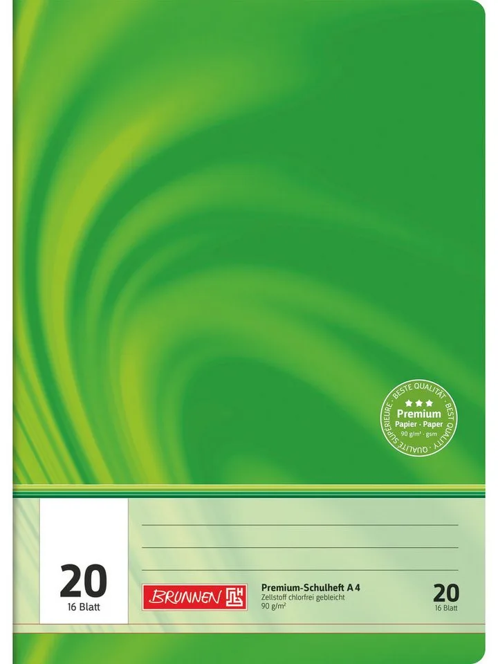Schulheft Schulheft Premium Vivendi A4 Lineatur 20 16 Blatt grün, abgerundete Ecken de Baier & Schneider – photo produit