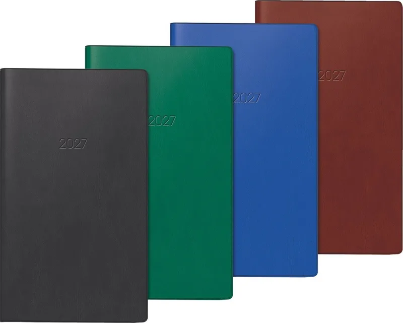 Taschenkalender Taschenkalender Mod 748 2027 A6 mit Adressheft, Leporello-Falz mit Suchklappe von Baier & Schneider in Blau, Grün, Schwarz – Produktfoto