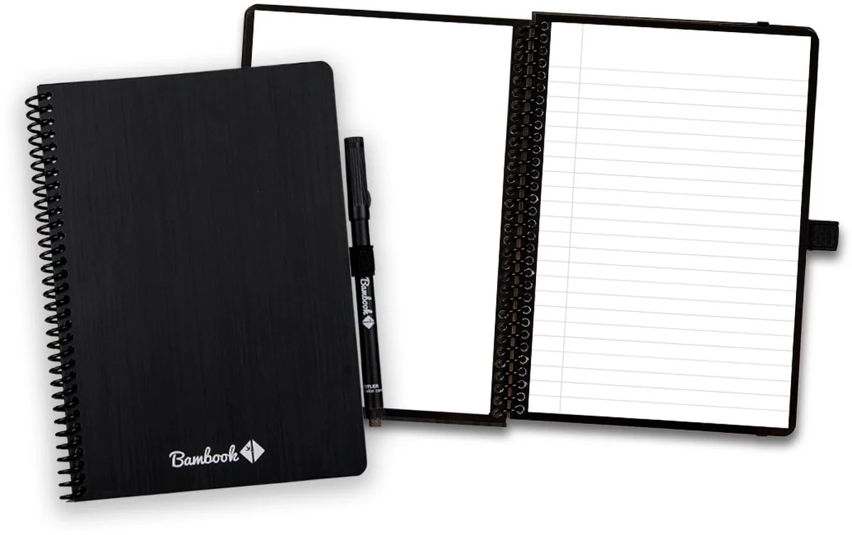 Classic uitwisbaar notitieboek Original - A5 - Pagina's: Blanco & Gelinieerd - Duurzaam, herbruikbaar whiteboard schrift - Met 1 gratis stift de Bambook en Noir – photo produit