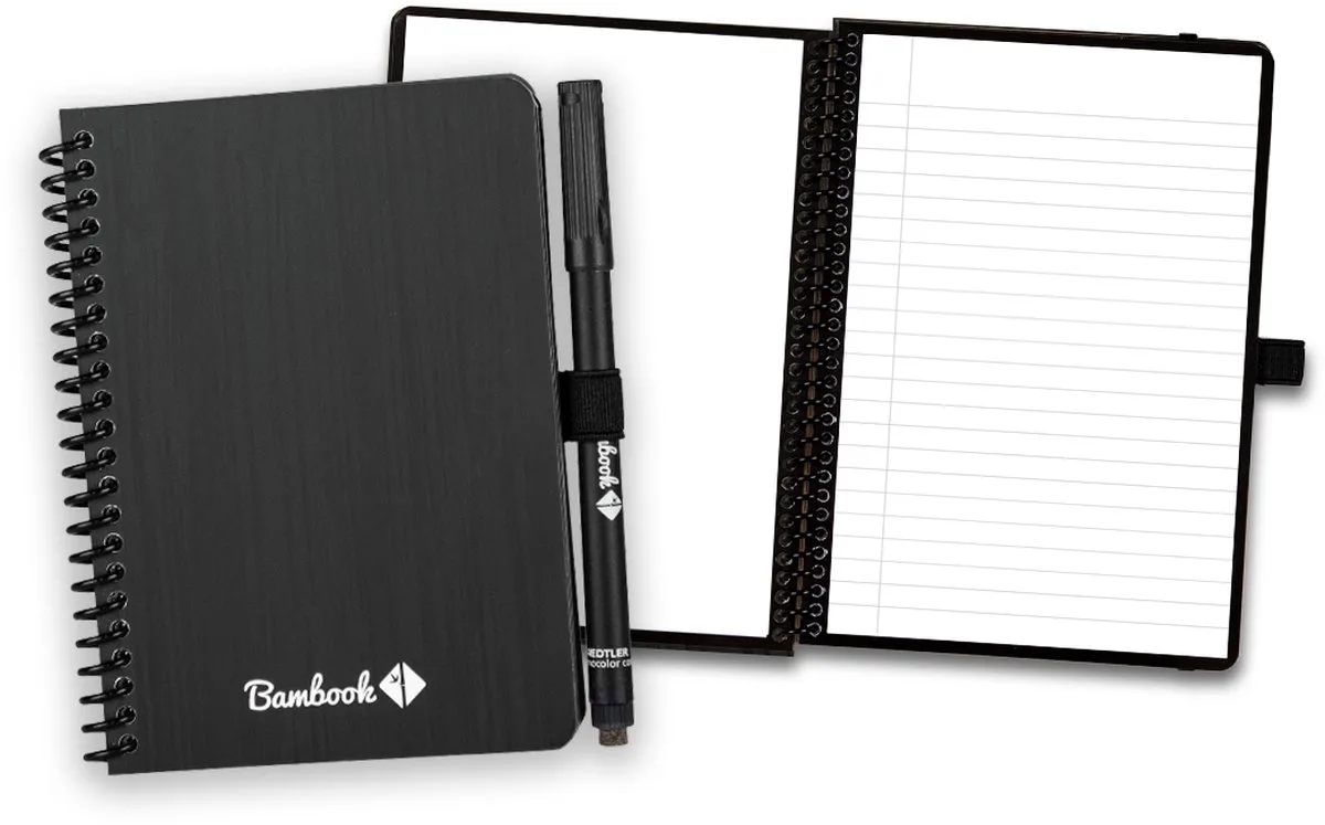 Classic uitwisbaar notitieboek Original - A6 - Pagina's: Blanco & Gelinieerd - Duurzaam, herbruikbaar whiteboard schrift - Met 1 gratis stift de Bambook en Noir – photo produit