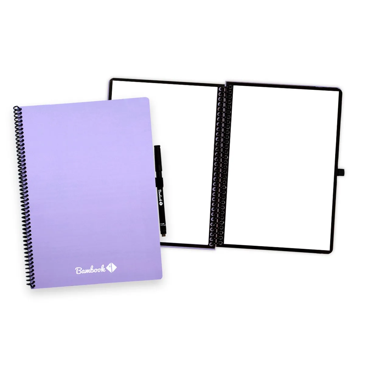 Colourful uitwisbaar notitieboek - A4 -Blanco - Duurzaam, herbruikbaar whiteboard schrift - Met 1 gratis stift de Bambook en Violet – photo produit