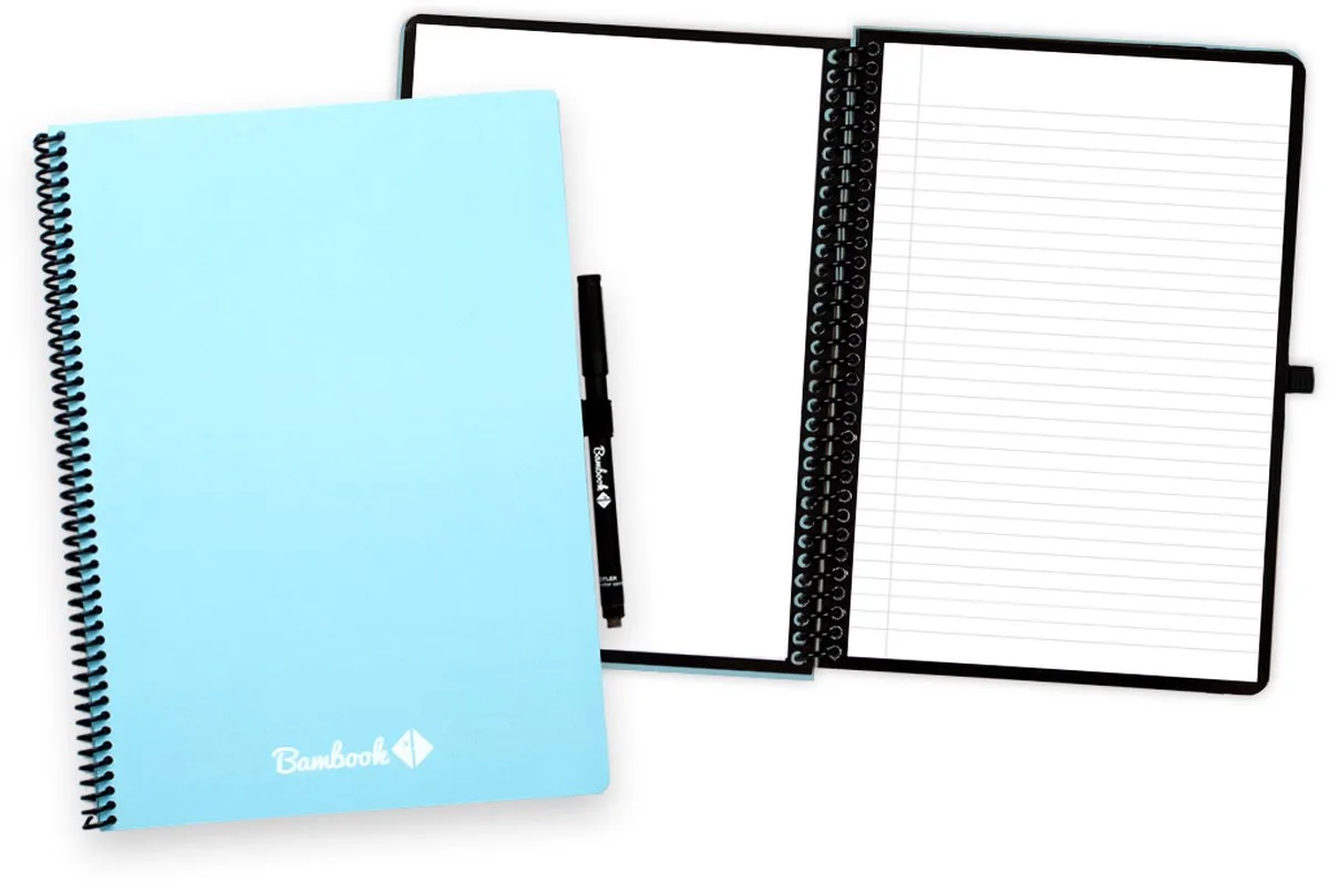 Colourful uitwisbaar notitieboek - A4 - Blanco & lined - Duurzaam, herbruikbaar whiteboard schrift - Met 1 gratis stift de Bambook en Bleu – photo produit